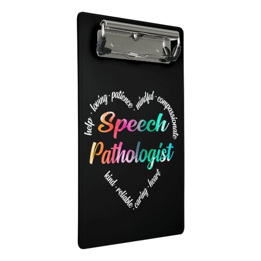 Speech Pathologist Heart Word Cloud Waterverf Mini Klembord (Schuin)