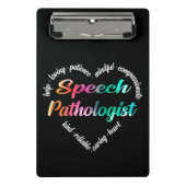 Speech Pathologist Heart Word Cloud Waterverf Mini Klembord (Voorkant)