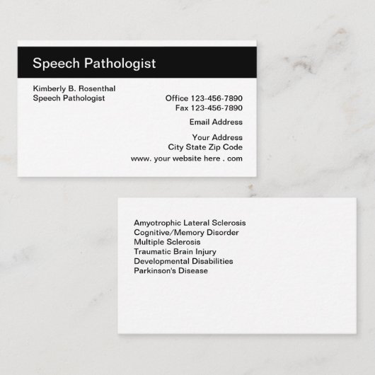 Speech Pathologist Visitekaartje (Voorkant / Achterkant)
