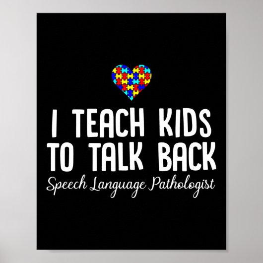 Speech Pathology Therapy Talk Autism Awareness Mon Poster (Voorkant)