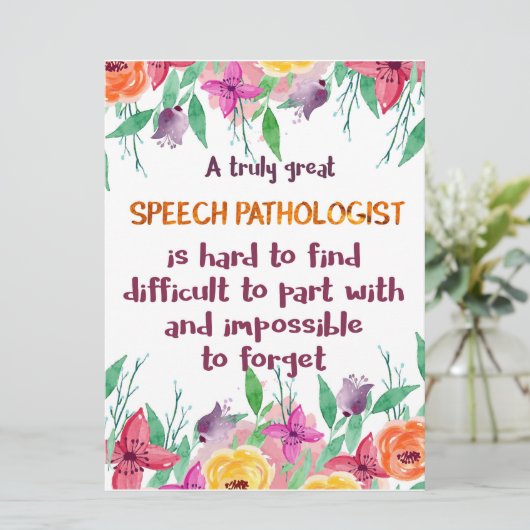 Speech Patholoog Gift School Language Therapist Kaart (Staand voorkant)