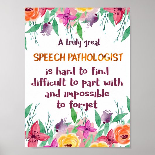 Speech Patholoog Gift School Language Therapist Poster (Voorkant)