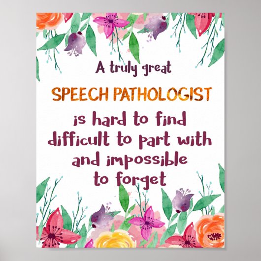 Speech Patholoog Gift School Language Therapist Poster (Voorkant)