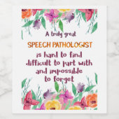 Speech Patholoog Gift School Language Therapist Wijn Etiket (Enkel label)