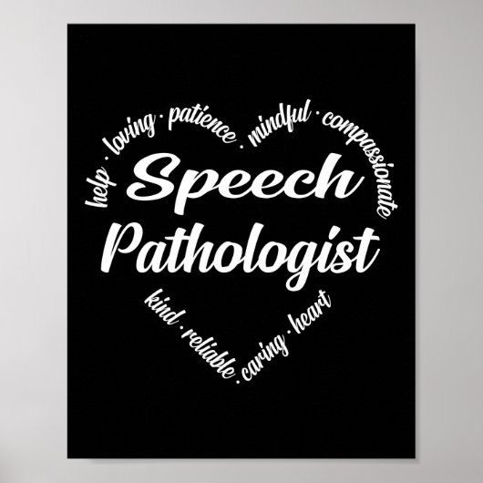 Speech Patholoog Heart Word Cloud Poster (Voorkant)