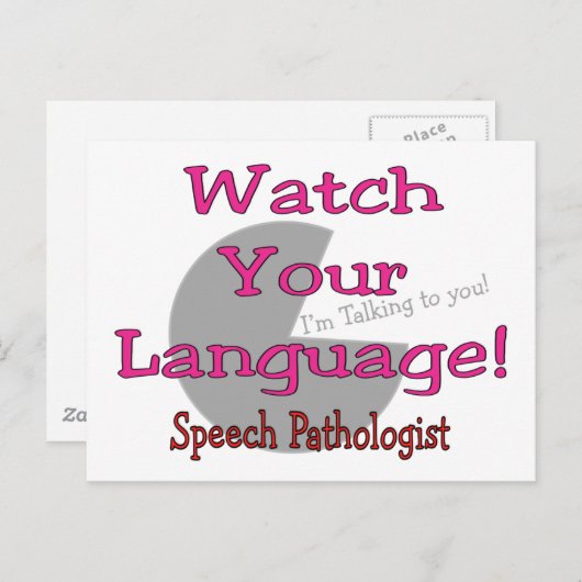 Speech Patholoog "Let op je taal" Briefkaart (Voorkant / Achterkant)