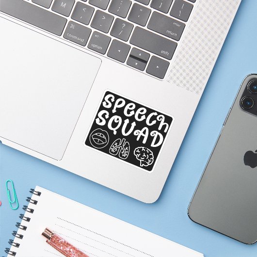 Speech Squad SLP Speech Language Pathologist Grapp Sticker (Laptop met iPhone)