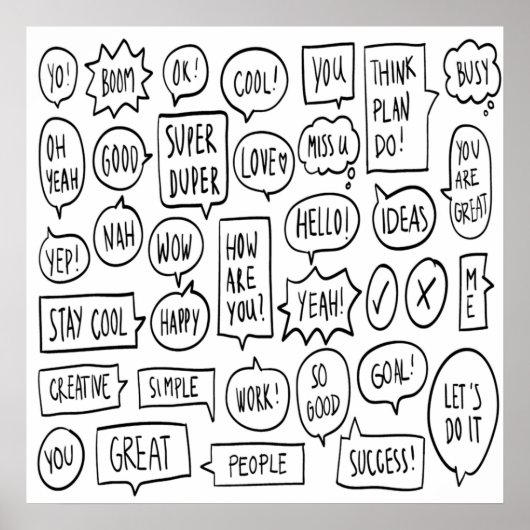 Speech Text Bubble Chat Messaging Life Ideas Co Poster (Voorkant)