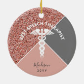 Speech Therapist Roos Gold Glitter - Aangepast Keramisch Ornament (Achterkant)