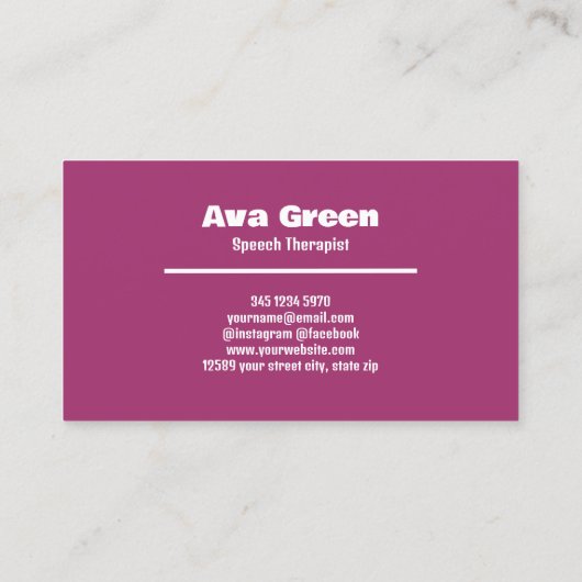 Speech Therapist SLP Visitekaartje (Achterkant)