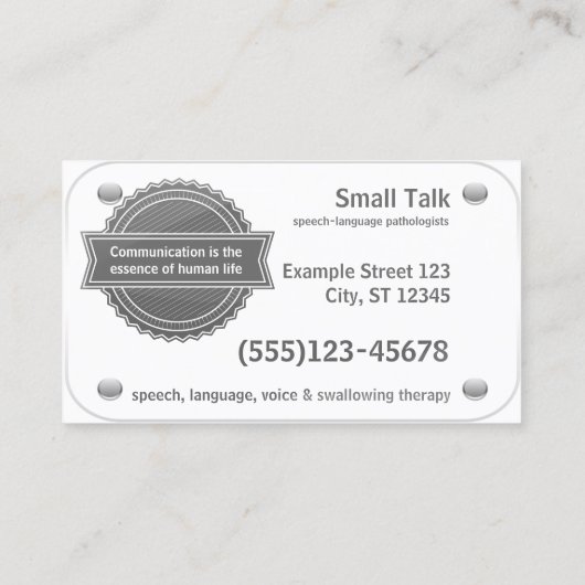 Speech Therapist - Speech Language Pathologen Visitekaartje (Achterkant)
