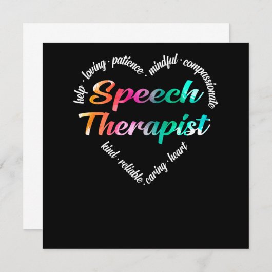 Speech Therapist Speech Therapist Heart Word Cloud Kaart (Voorkant / Achterkant)