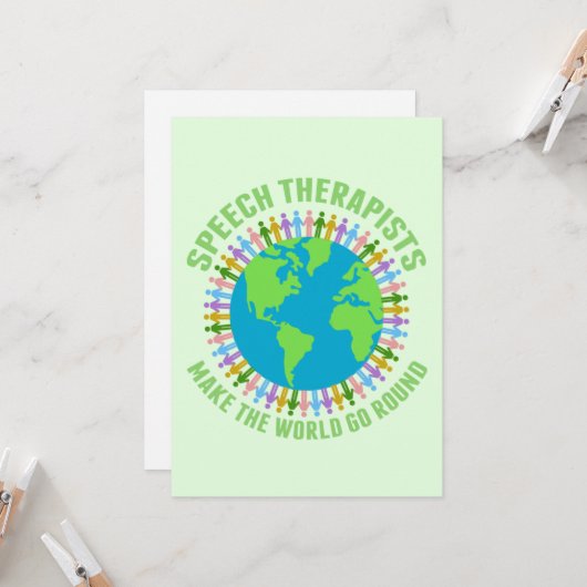 Speech Therapists Make the World Go Round SLP Kaart (Voorkant / Achterkant in situ)