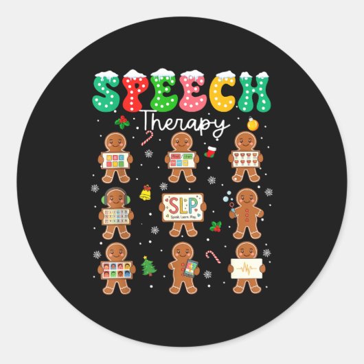 Speech Therapy Christmas Slp Therapy Cookies Ginge Ronde Sticker (Voorkant)
