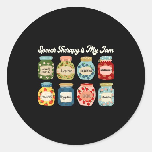 Speech Therapy Is My Jam Slp Therast Appreciation Ronde Sticker (Voorkant)