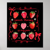 Speech Therapy Is My Jam Strawberry Bow Slp Speech Poster (Voorkant)
