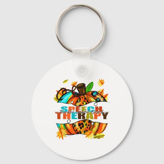 Speech Therapy Pumpkin Autumn Herfst Thanksgiving Sleutelhanger (Voorkant)