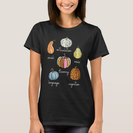 Speech Therapy Pumpkin SLP Neurodiversity Fall Tea T-shirt (Voorkant)