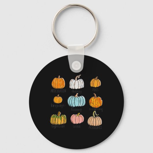 Speech Therapy Pumpkin Sped Teachers SLP Neurodive Sleutelhanger (Voorkant)