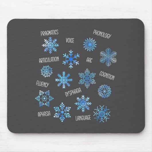 Speech Therapy Snowflake Winter Vocabulary Theme F Muismat (Voorkant)