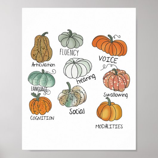 Speech Therapy Squad Pumpkin Herfst Halloween Beda Poster (Voorkant)