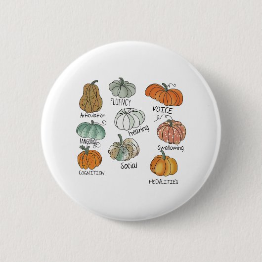 Speech Therapy Squad Pumpkin Herfst Halloween Beda Ronde Button 5,7 Cm (Voorkant)