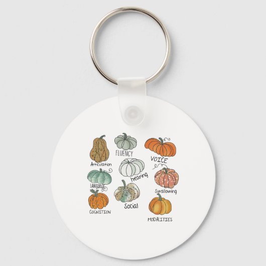 Speech Therapy Squad Pumpkin Herfst Halloween Beda Sleutelhanger (Voorkant)