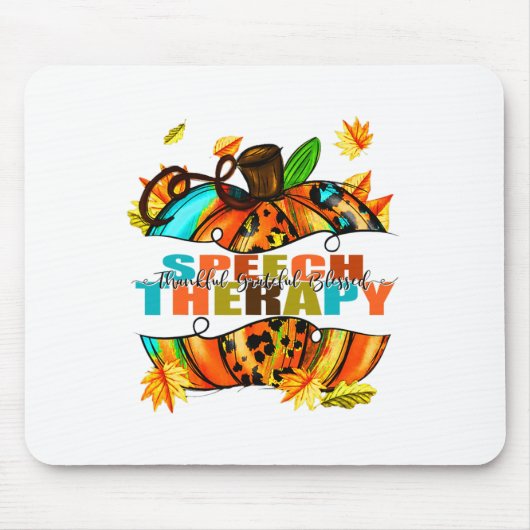 Speech Therapy Thankful Grateful Blessed Autumn Fa Muismat (Voorkant)