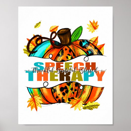 Speech Therapy Thankful Grateful Blessed Autumn Fa Poster (Voorkant)
