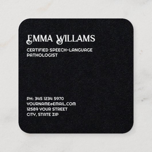Speech Therapy Vierkante Visitekaartje (Achterkant)