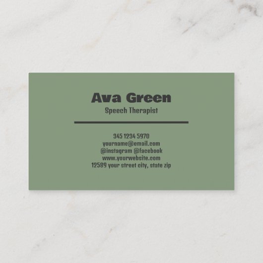 Speech Wellness Specialist SLP Visitekaartje (Achterkant)