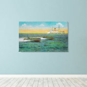 Speed Boating in Catalina Island, Californië Canvas Afdruk (Insitu (Houten vloer))