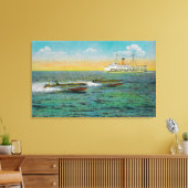 Speed Boating in Catalina Island, Californië Canvas Afdruk (Insitu (Woonkamer))