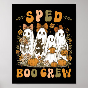 Speed Boo Crew Preppy Halloween Floral Ghost Teach Poster