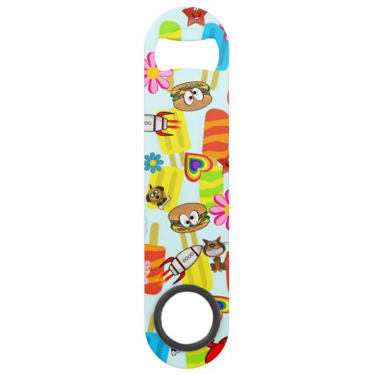 Speed Bottle Opener Hamburger Bloemen Ruimteschip Flessenopener (Achterkant)