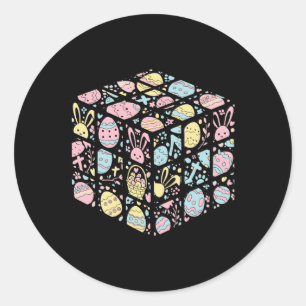 Speed Cube Bunny Easter Egg Paasdag Jongens Mannen Ronde Sticker