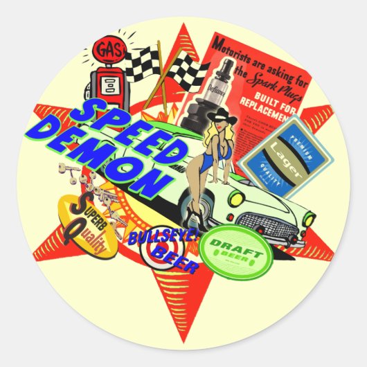 Speed Demon Baby Boomer Ronde Sticker (Voorkant)