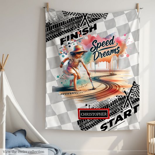 Speed Dreams Racing Blanket Formula 1 Boy Verjaard Fleece Deken