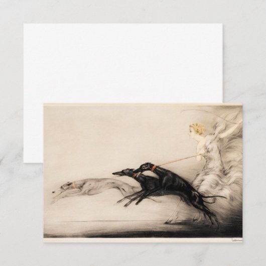 Speed II, Vitesse, 1933 door Louis Icart Bedankkaart (Voorkant / Achterkant)