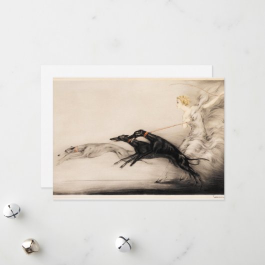 Speed II, Vitesse, 1933 door Louis Icart Feestdagenkaart (Voorkant / Achterkant in situ)