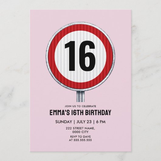Speed Limit 16th Birthday - ANY AGE Kaart (Voorkant)
