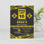 Speed Limit 16th Birthday Invitation Kaart (Staand voorkant)