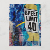 Speed Limit 40 mixed media collage Briefkaart (Voorkant)