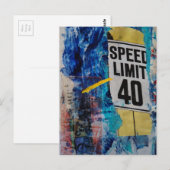 Speed Limit is 40 mixed media collage Briefkaart (Voorkant / Achterkant)