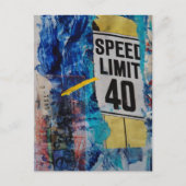 Speed Limit is 40 mixed media collage Briefkaart (Voorkant)