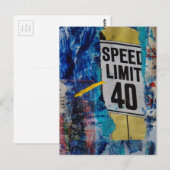 Speed Limit mixed media collage Briefkaart (Voorkant / Achterkant)