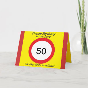 Speed Limit verjaardagskaart 50ste add naam wijzig Kaart