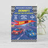 Speed Racing verjaardagsfeestje Kaart (Staand voorkant)