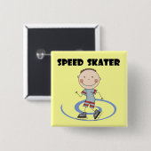 Speed Skater - Boy Tshirts en Gifts Vierkante Button 5,1 Cm (Voorkant /achterkant)