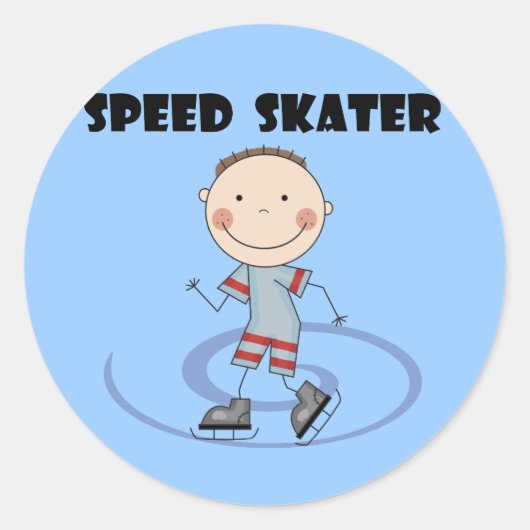 Speed Skater - Jongen Tshirts en geschenken Ronde Sticker (Voorkant)